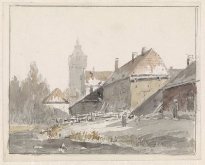 View of Houses on the Edge of a City by Adrianus Eversen