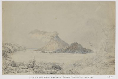 View from Lontar on Banda Neira and Smoking Gunungapi, Banda Islands, Central Moluccas by Adrianus Johannes Bik