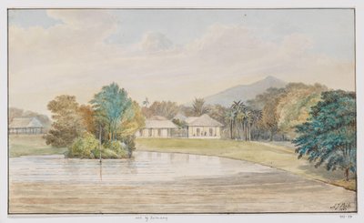 Landscape with House and Pond, West Java by Adrianus Johannes Bik