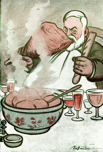 Cartoon Depicting Camille Cerf (1862-1936) Belgian Journalist and Secretary to Georges Clemenceau - Drawing by Adrien Barrere (1877-1931) from Fantasio by Adrien Barrere