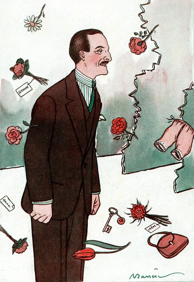 Cartoon depicting the French comedian Victor Boucher - Drawing by Adrien Barrere from Fantasio by Adrien Barrere