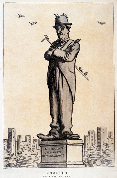 Charlot in statue with writing on the plinth: 