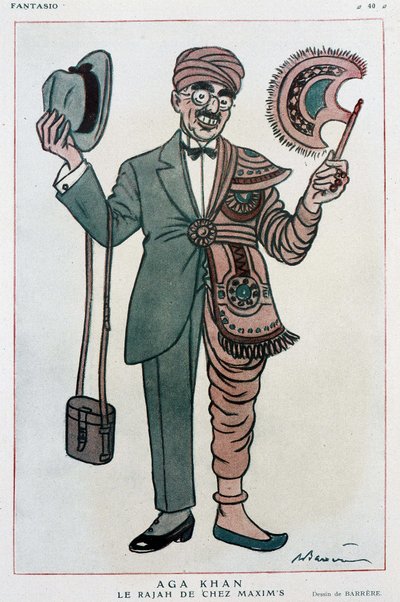 Comic Drawing by Barrere on Muhammad Chah Agha Khan III by Adrien Barrere