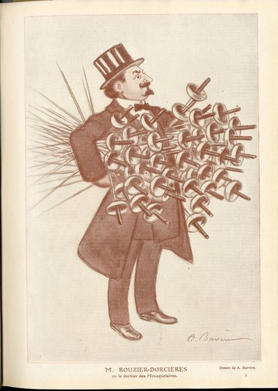 Fantasio, ca. 1912 - Illustration of A Barrere (1874-1931): Fencing - Rouzier Dorcieres by Adrien Barrere