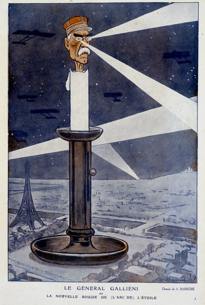 General Gallieni or the new candle (from the bow of) the star. In Fantasio 01/12/1915. Drawing by A. Barrère. by Adrien Barrere