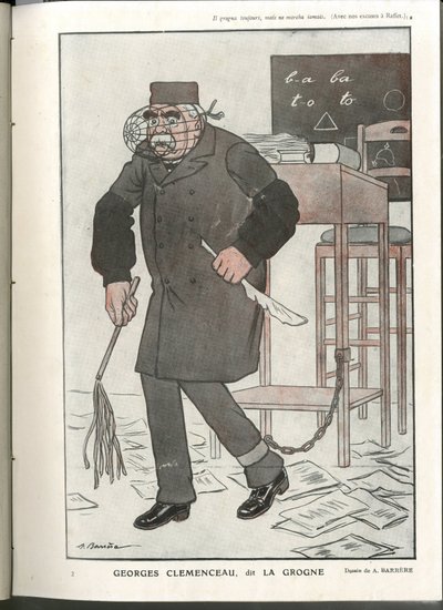 Illustration of A Barrere (1874-1931) in Fantasio, 01/05/16 - Georges Clemenceau, called La Grogne - War of 14-18, Censorship - Clemenceau George by Adrien Barrere
