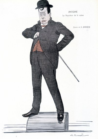 Portrait of Andre Antoine (1858-1943), French director, actor, theorist and theatre director - Drawing by A. Barrere - in 