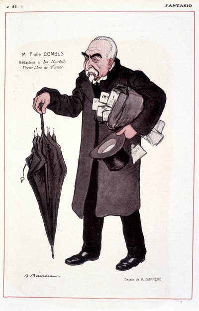 Portrait of Emile Combes, French politician (1835-1921), Illustration by Adrien Barrere in Fantasio 01/03/1907 by Adrien Barrere