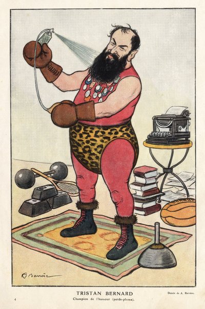 Portrait of Tristan Bernard (1866-1947), French writer, cartoon of Barrere in 