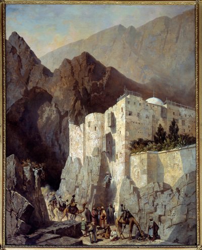 View of the Convent of Saint Catherine at Mount Sinai by Adrien Dauzats