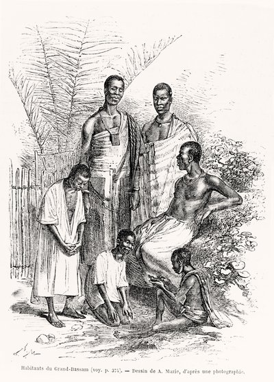 Inhabitants of Grand-Bassam, illustration from Le Tour du Monde, 1868 by Adrien Emmanuel Marie