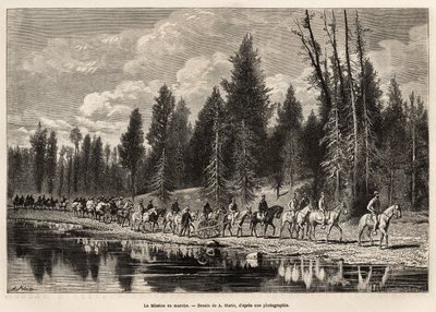 The entire geographic mission, en route to Mount Hayden, along the Henri River, engraved after A. Marie