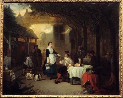 A gentleman in a 17th century inn by Adrien Ferdinand de Braekeleer