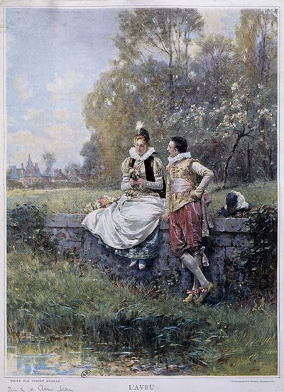 The Confession - by A Moreau, Beginning of the 20th Century by Adrien Moreau