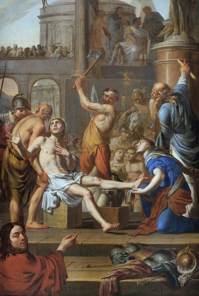 The Martyrdom of Saint Adrien. Painting by Adrien Sacquespee by Adrien Sacquespee