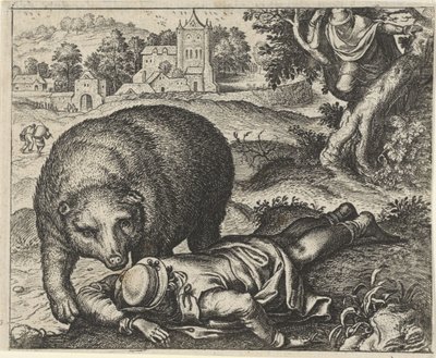 Fable of the Bear and the Two Travelers by Egidius  Sadeler (II)