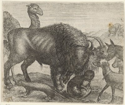 Fable of the Bison and Other Animals by Egidius  Sadeler (II)