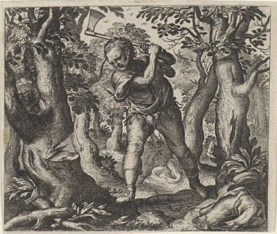 Fable of the Woodcutter and the Forest by Egidius  Sadeler (II)