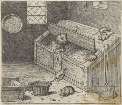 Fable of the Old Cat and the Mice by Egidius  Sadeler (II)