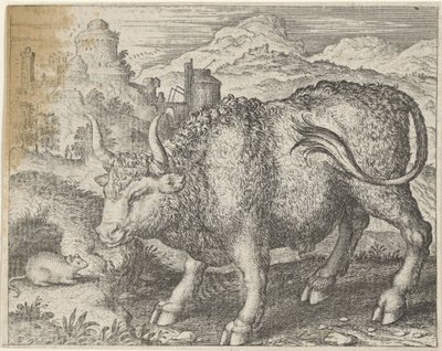 Fable of the Bull and the Mouse by Egidius  Sadeler (II)