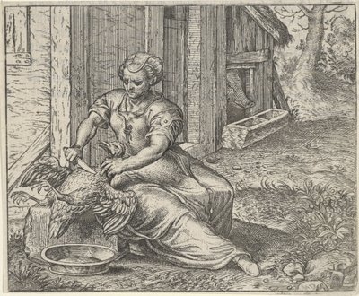 Fable of the Woman and the Hen by Egidius  Sadeler (II)