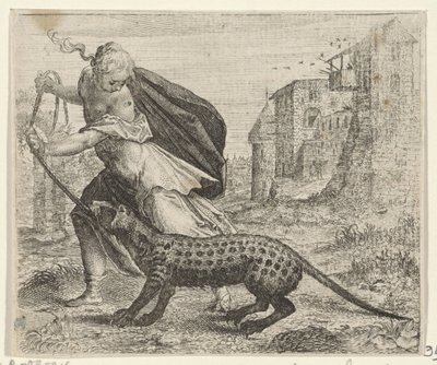Fable of the Woman with a Civet Cat by Egidius  Sadeler (II)