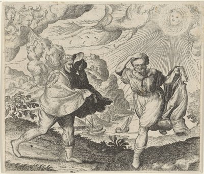Fable of the Wind, the Sun, and the Travelers by Egidius  Sadeler (II)
