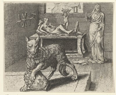Fable of the Wolf and the Statue by Egidius  Sadeler (II)