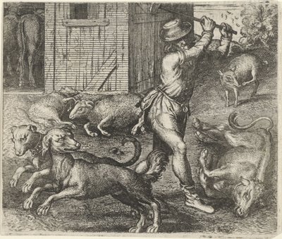 Fable of a Farmer and His Dogs by Egidius  Sadeler (II)