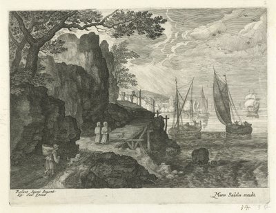 View of a Harbor (series title: Landscapes from Tyrol) by Egidius  Sadeler (II)