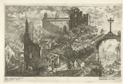 Wooden Cross at Old City Gate by Egidius  Sadeler (II)