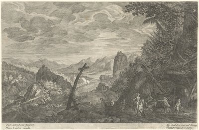 Country Road by a River (Eight Landscapes from Bohemia) by Egidius  Sadeler (II)