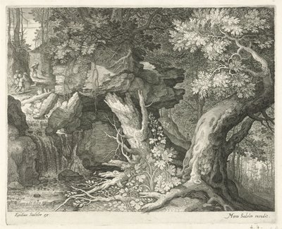 Travelers Above a Waterfall by Egidius  Sadeler (II)