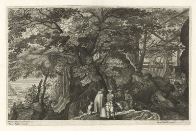 River with Rocks and a Watermill (Eight Landscapes in Bohemia) by Egidius  Sadeler (II)
