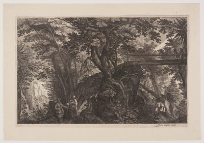 A Forest with a Wooden Bridge on the Right, from Eight Scenes from Bohemia by Aegidius Sadeler II