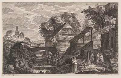 Farmhouses on the Right of a River, from Eight Scenes from Bohemia by Aegidius Sadeler II