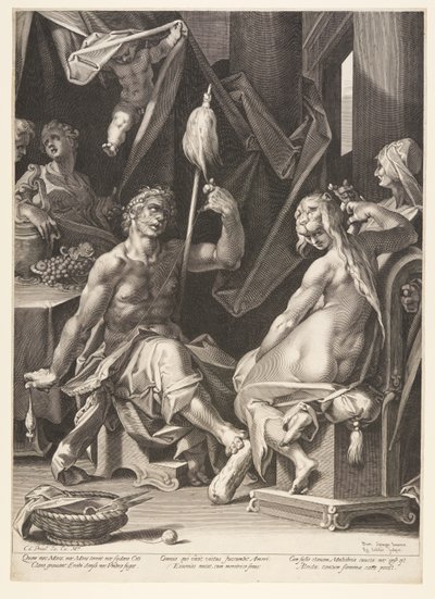 Hercules and Omphale by Aegidius Sadeler II