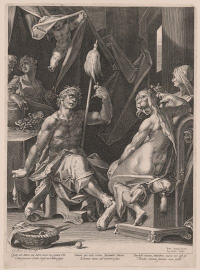Hercules and Omphale by Aegidius Sadeler II