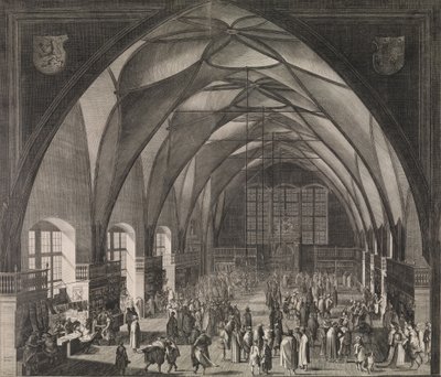 Interior View of Vladislav Hall at Prague Castle during the Annual Fair, 1607 by Aegidius Sadeler II