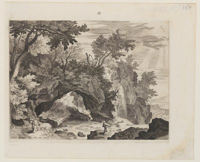 Rocky Landscape with The Stigmatization of St. Francis by Aegidius Sadeler II