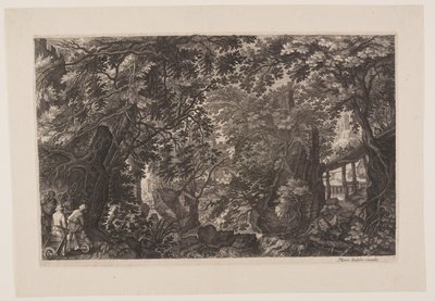 Scene Eight: A Forest with a Wooden Bridge, from Eight Scenes from Bohemia by Aegidius Sadeler II