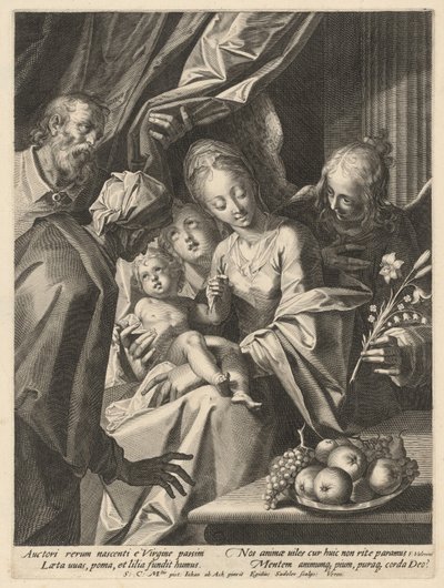 The Holy Family with Saint Anne and Two Angels by Aegidius Sadeler II, after Hans von Aachen