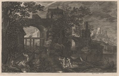 Night Fishing near Fortified Bridges by Aegidius Sadeler II after Pieter Stevens