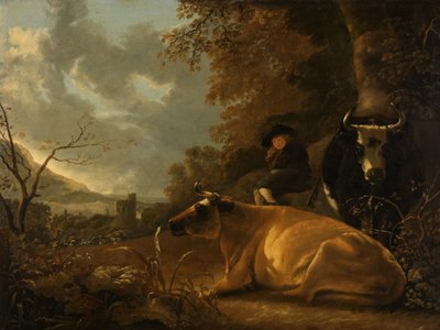 Landscape with Cows and a Young Herdsman by Aelbert Cuyp (manner of)
