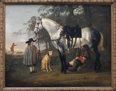 Grey horse in a landscape by Aelbert Cuyp