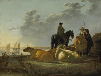 Peasants and Cattle by the River Merwede (c.1655-60) by Aelbert Cuyp