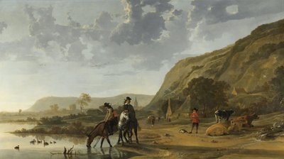 River Landscape with Riders, 1653-7 by Aelbert Cuyp