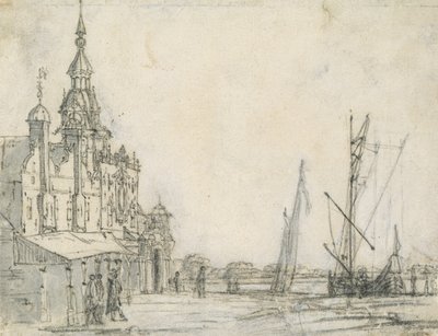 View of the Groothoofdspoort from the north-east, Dordrecht, 1618 by Aelbert Cuyp