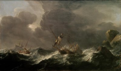 Ships in Distress off a Rocky Coast by Aernout Smit