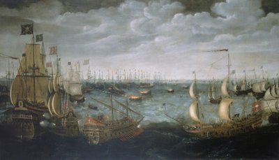 Launch of fireships against the Spanish Armada, 7 August 1588, c.1590 by Aert Anthonisz